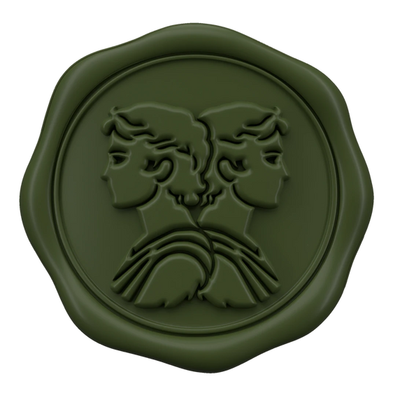 The Gemini seal: the sign’s symbol embossed in the wax