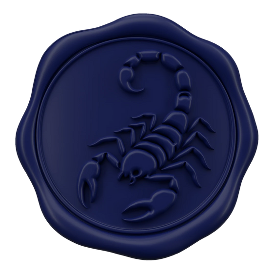 The Scorpio seal: the sign’s symbol embossed in the wax