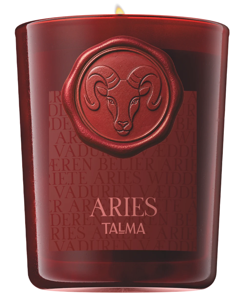 Bougie Bélier, verre rouge