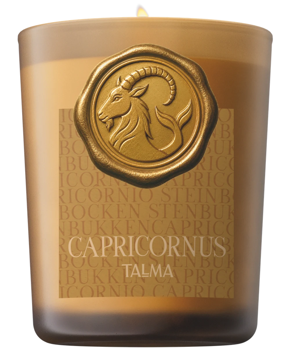 Bougie Capricorne, verre ambré