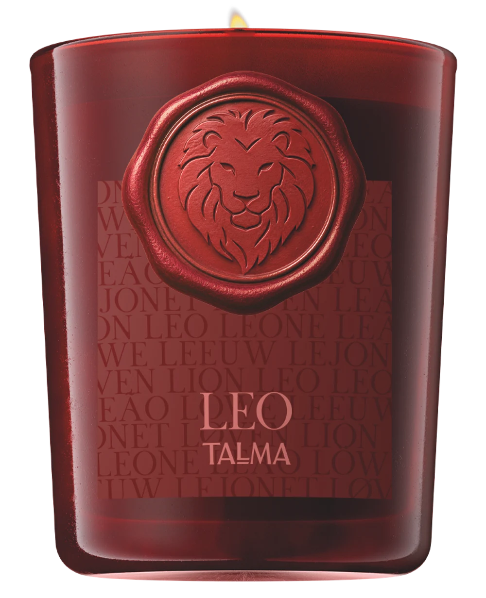 Bougie Lion, verre rouge