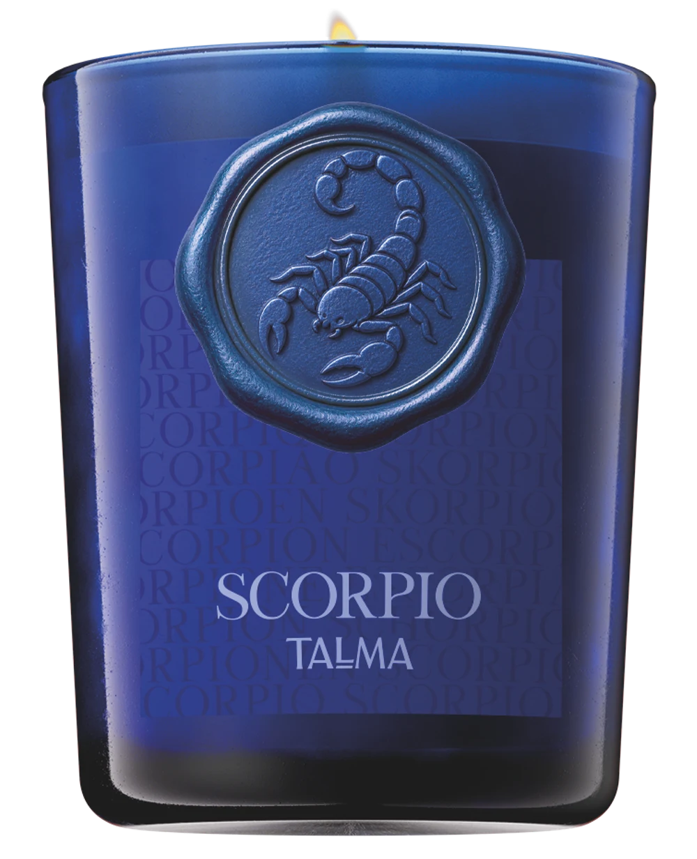 Bougie Scorpion, verre bleu