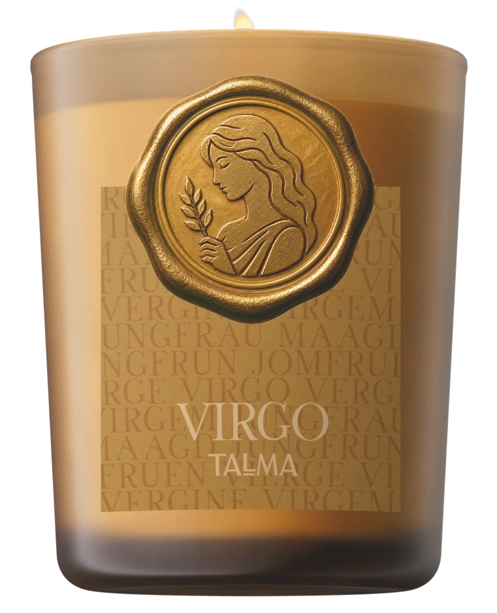 Bougie Vierge, verre ambré